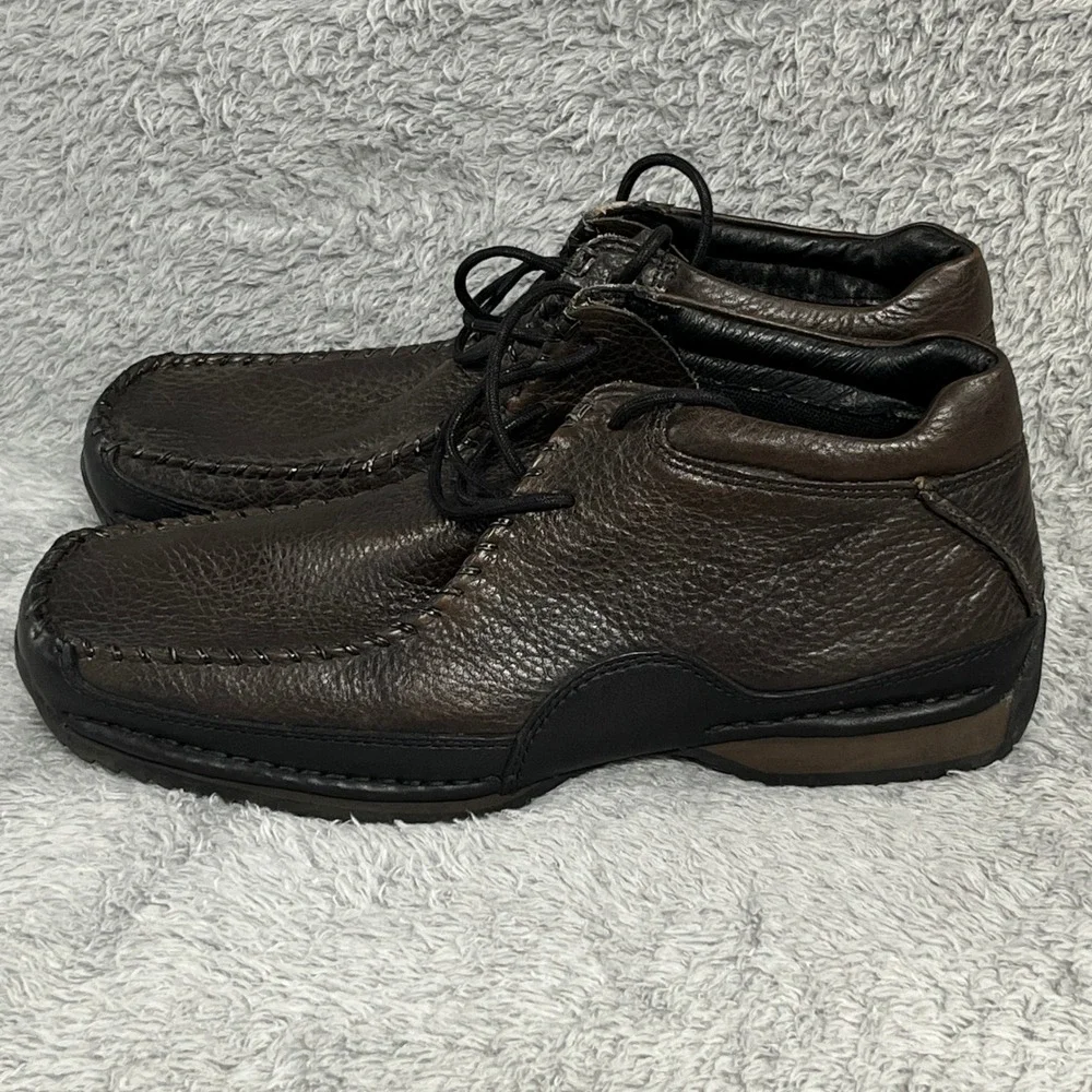 GBX Chukka Boots Mens 11 Brown Leather Lace Up Square Toe Rugged Casual